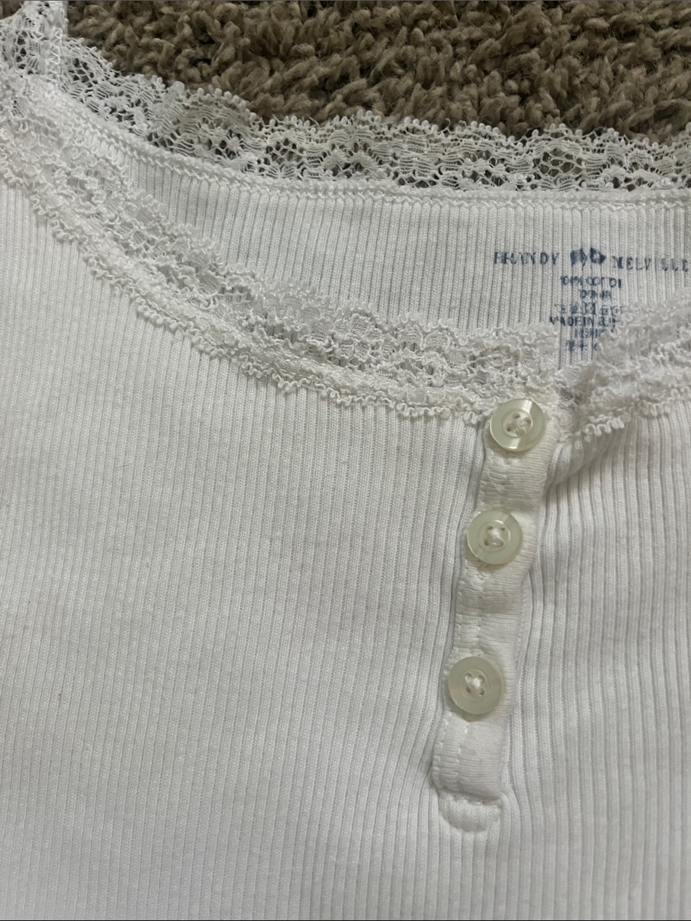 Brandy Melville White Lace-Trim Ribbed Cami - Picture 3 of 4